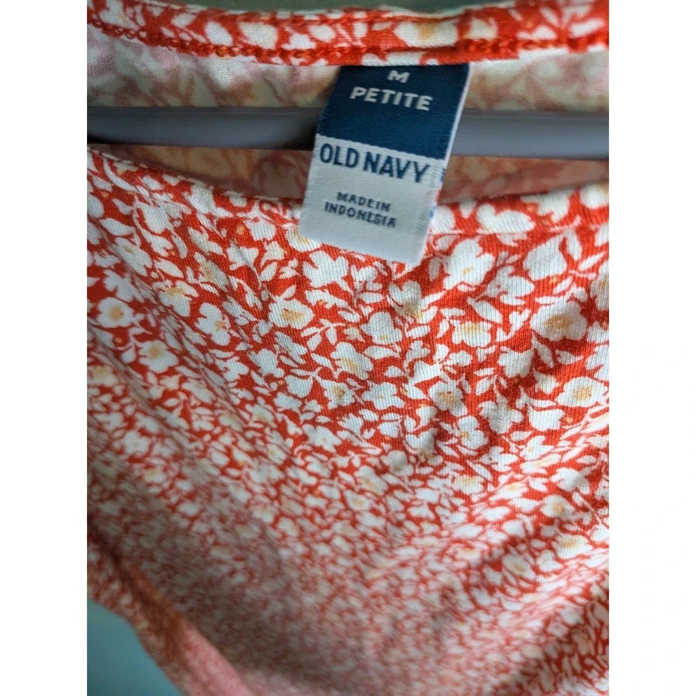 Old Navy Red White‎ Ditsy Floral Sleeveless Shift Dress Womens Medium Petite MP